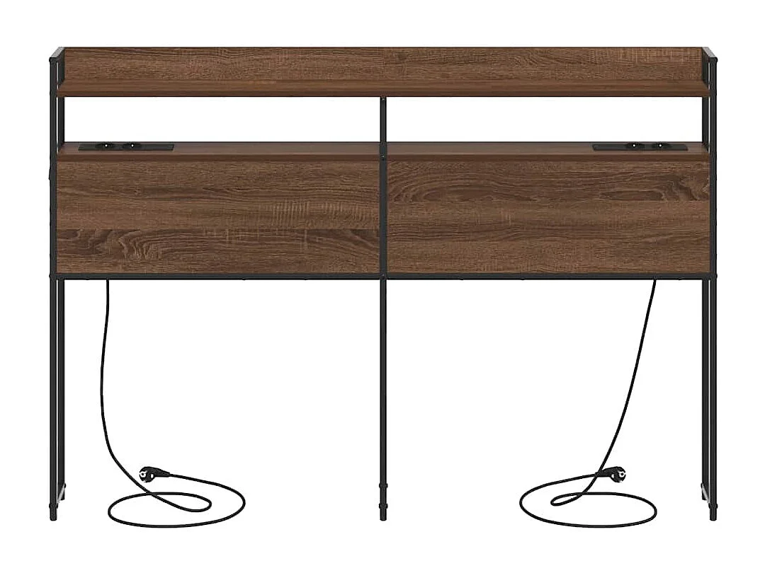 Opberghoofdbord met plank bruin eikenkleur 120 cm Bewerkt hout