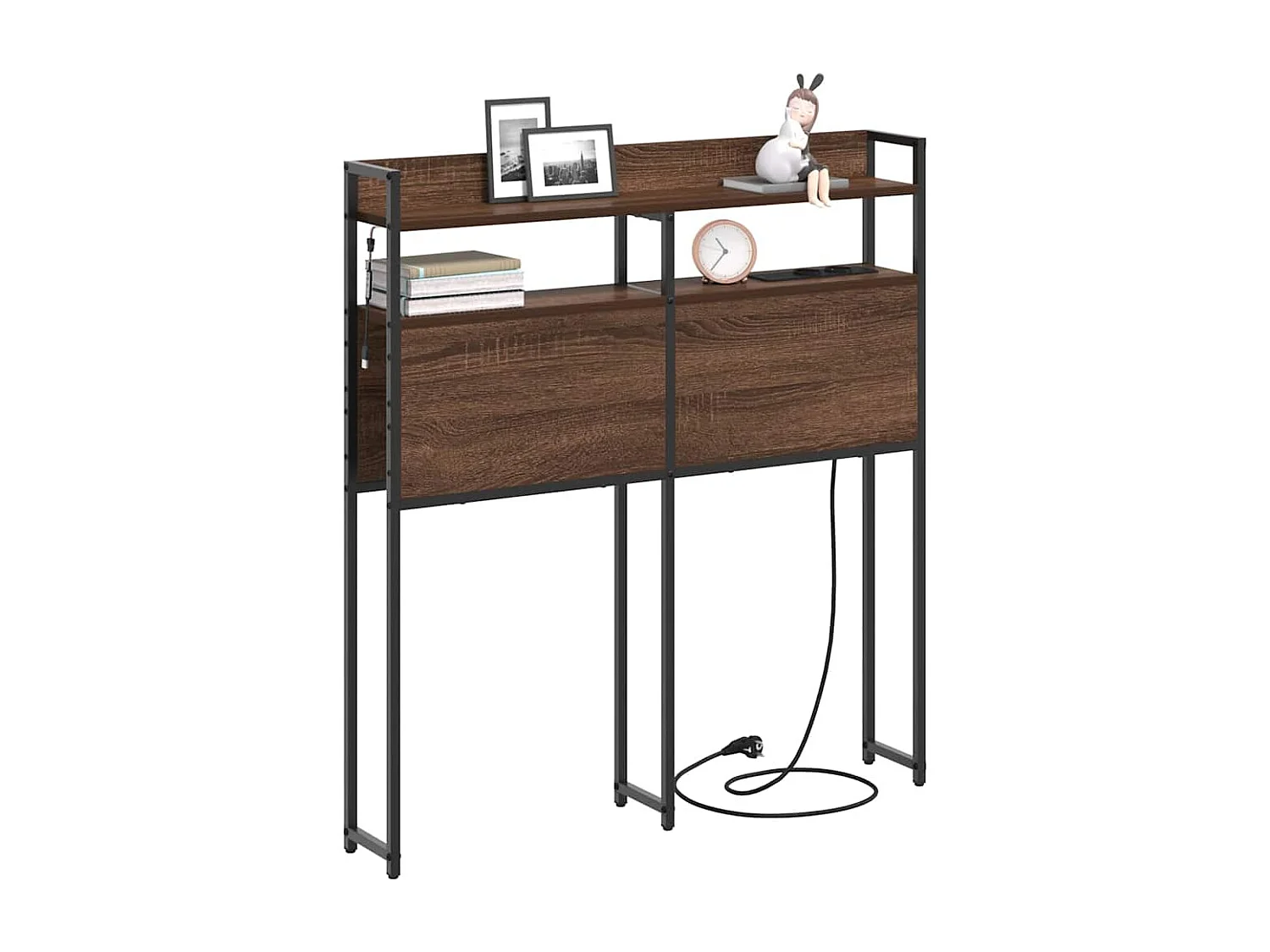 Opberghoofdbord met plank bruin eikenkleur 100 cm Bewerkt hout