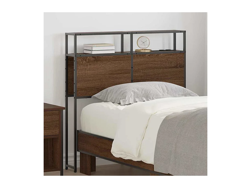 Cabecera de almacenamiento con estante Marrón roble 90 cm