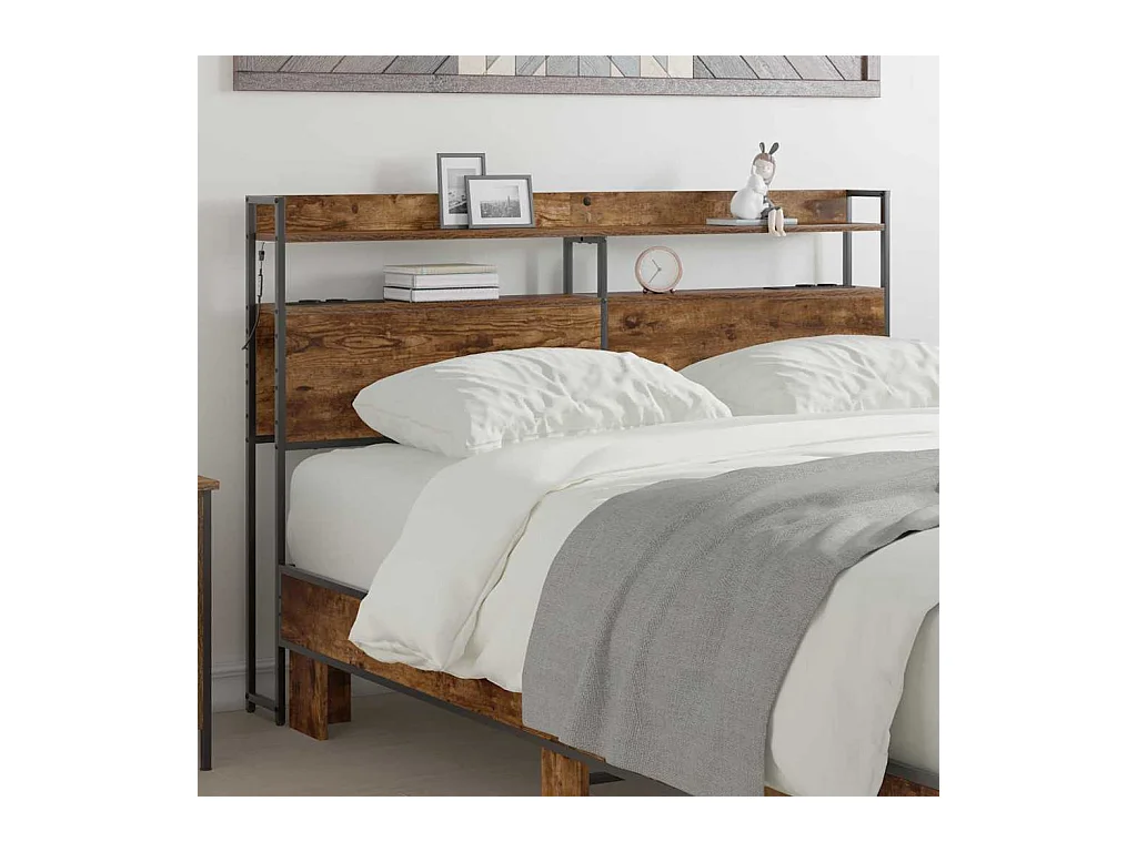 Tête de lit de rangement Chêne fumé 160 cm Bois d'ingénierie
