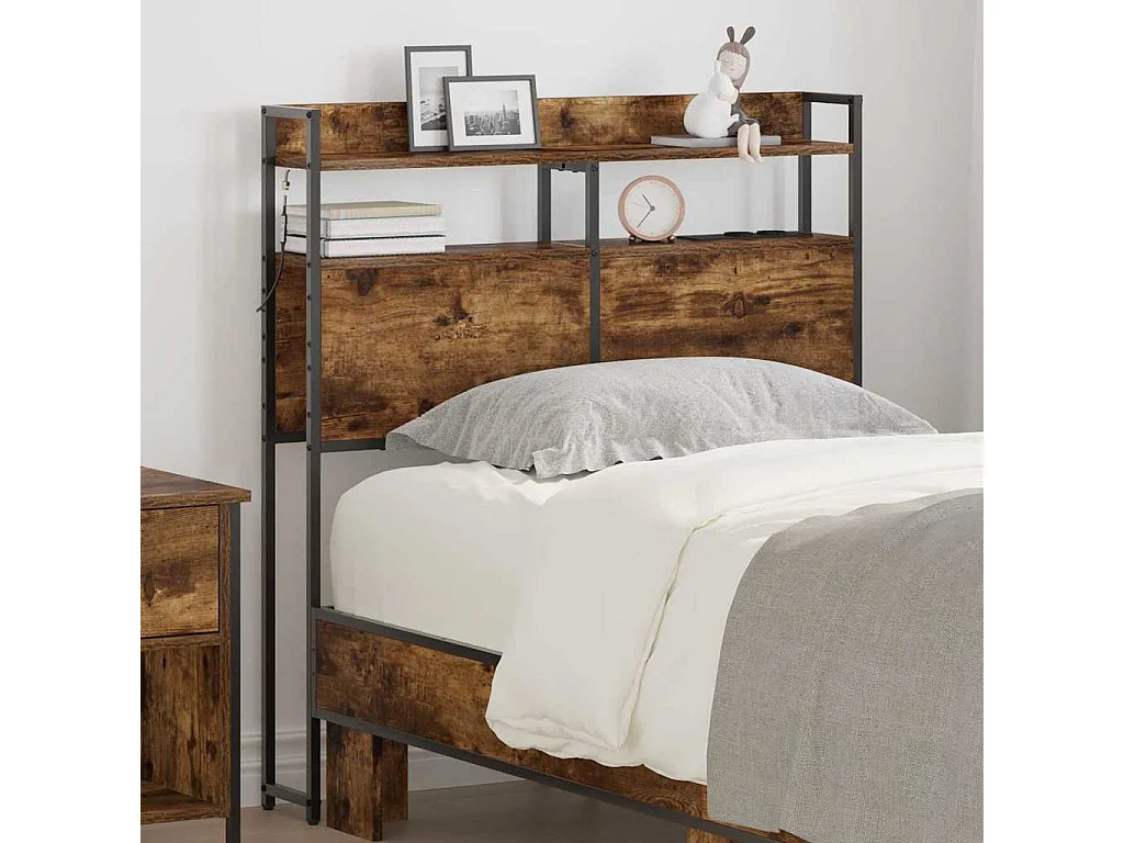 Tête de lit de rangement Chêne fumé 90 cm Bois d'ingénierie