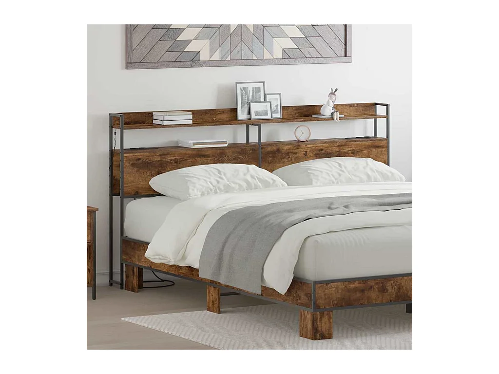 Tête de lit de rangement Chêne fumé 200 cm Bois d'ingénierie