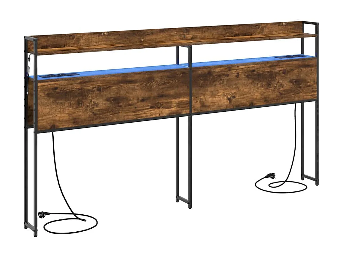 Tête de lit de rangement Chêne fumé 200 cm Bois d'ingénierie