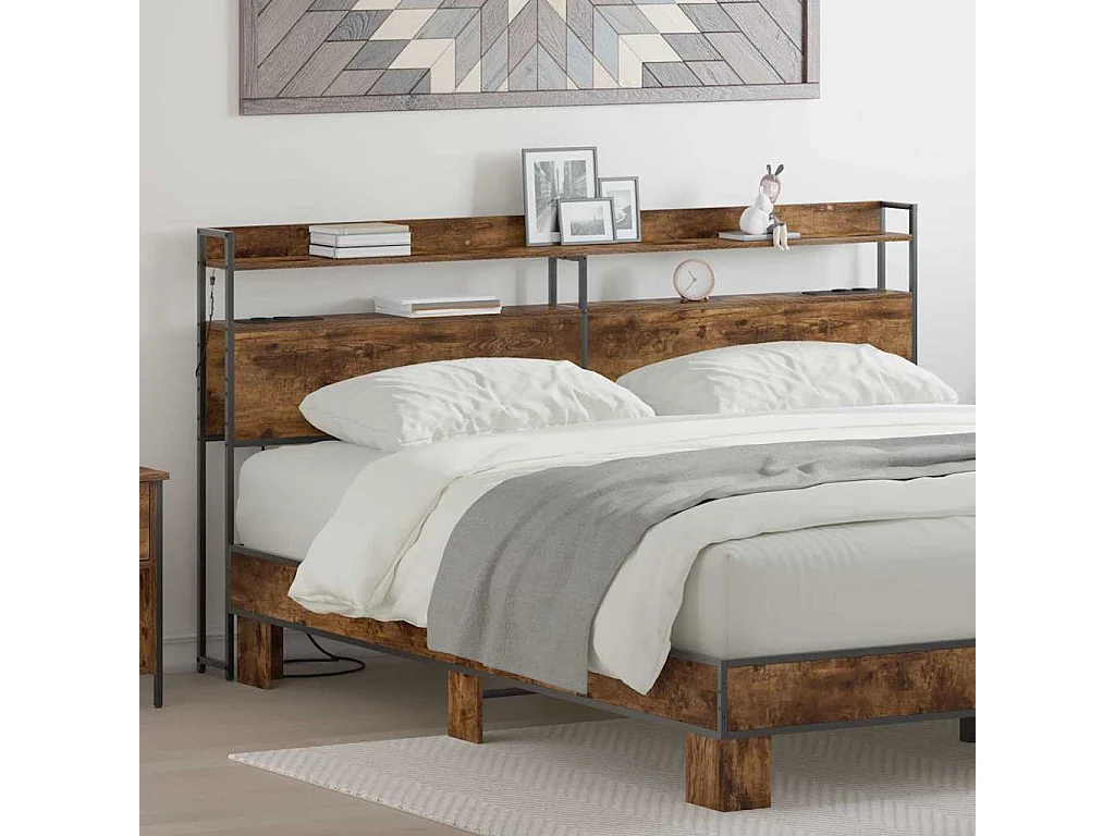 Tête de lit de rangement Chêne fumé 180 cm Bois d'ingénierie