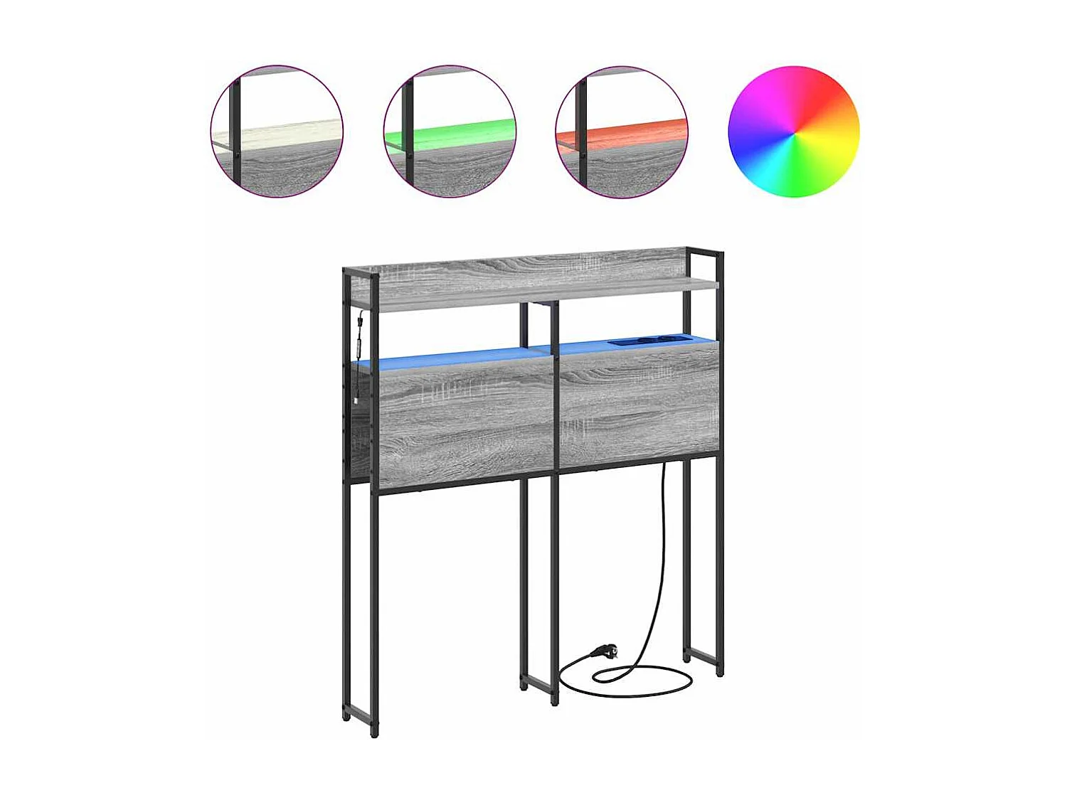 Cabeceira de armazenamento com prateleira Sonoma cinzento 80 cm