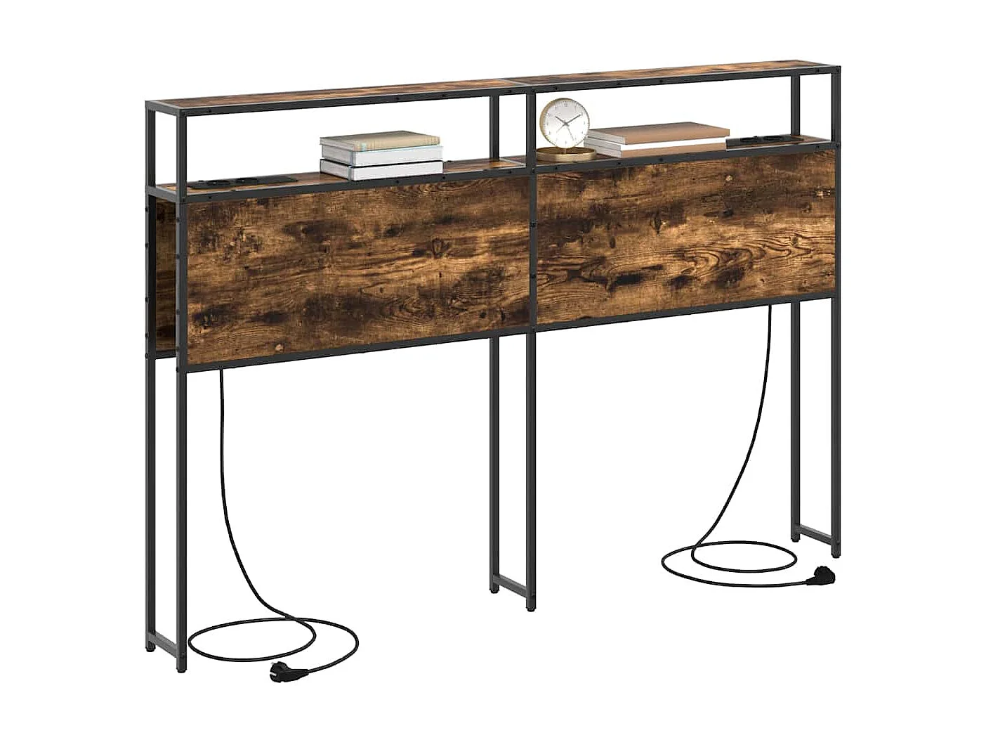 Opberghoofdbord met plank Gerookt eiken 120 cm Bewerkt hout