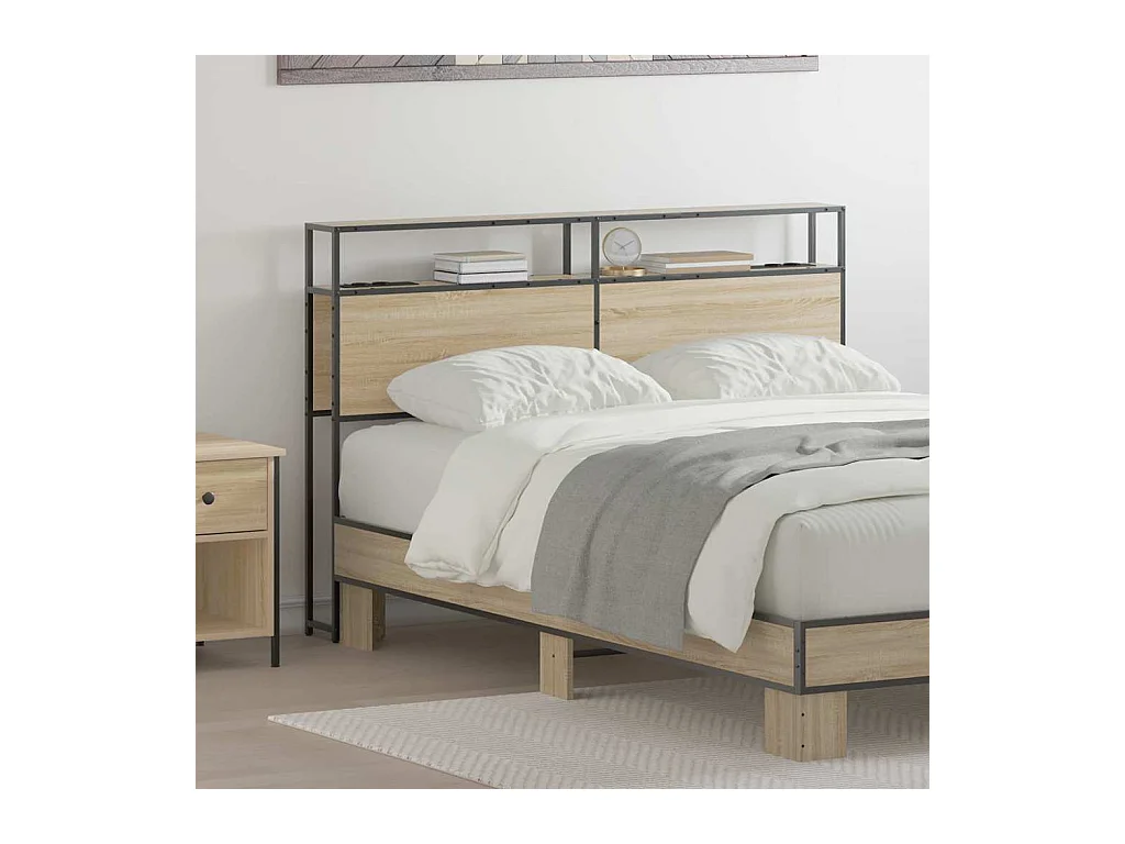 Cabecera de almacenamiento con estante Roble Sonoma 120 cm