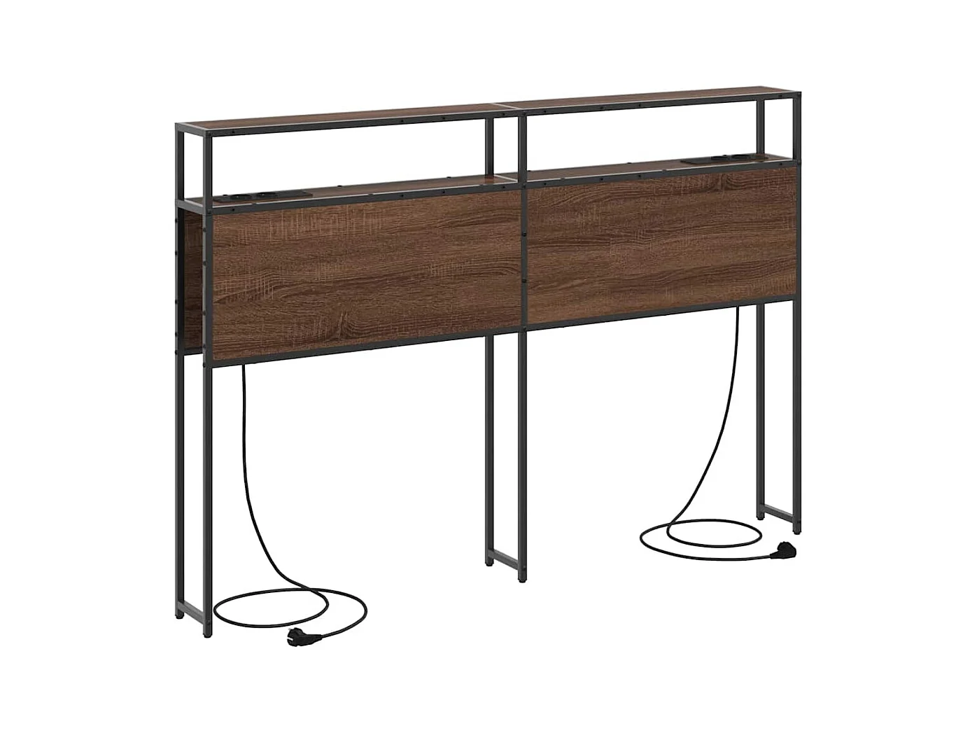 Opberghoofdbord met plank bruin eikenkleur 140 cm Bewerkt hout