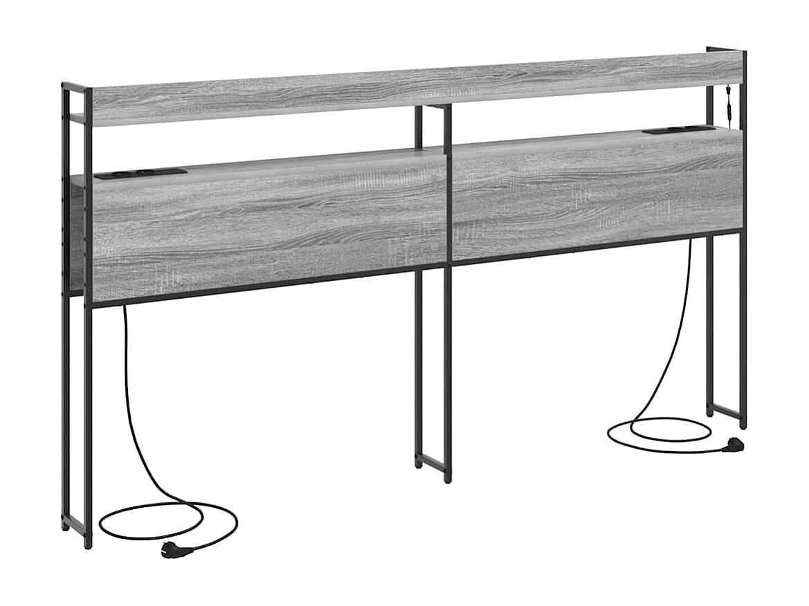 Opberghoofdbord met plank Grijs sonoma 180 cm Bewerkt hout