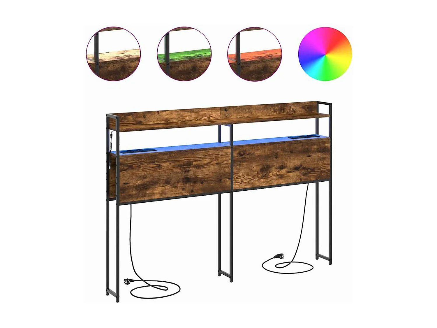 Opberghoofdbord met plank Gerookt eiken 120 cm Bewerkt hout