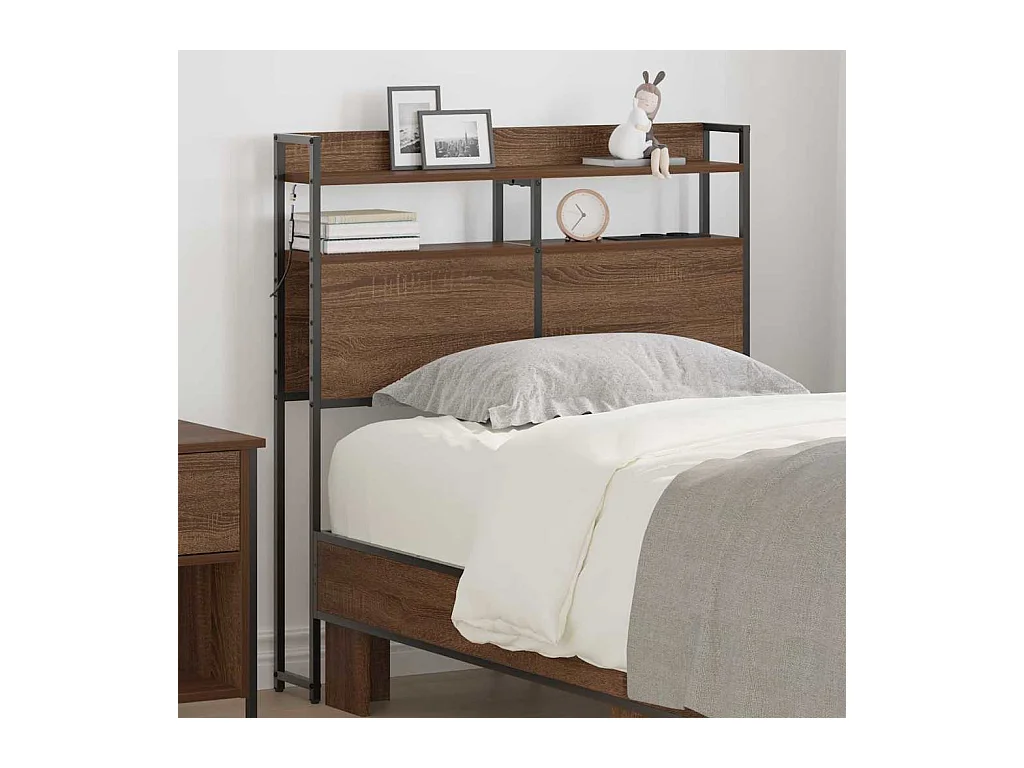 Cabecera de almacenamiento con estante Marrón roble 80 cm