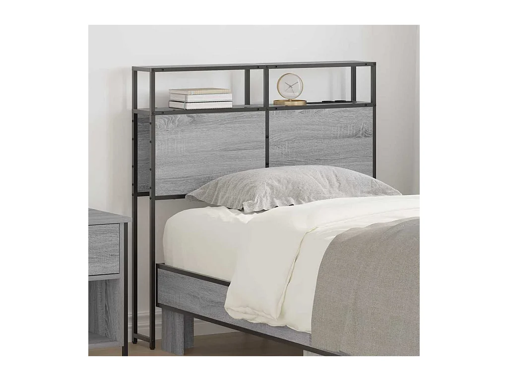 Cabecera de almacenamiento con estante Gris sonoma 100 cm