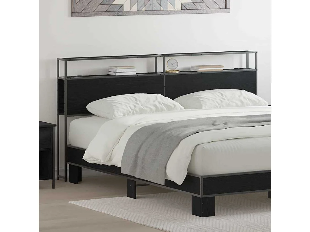 Tête de lit de rangement Chêne noir 200 cm Bois d'ingénierie