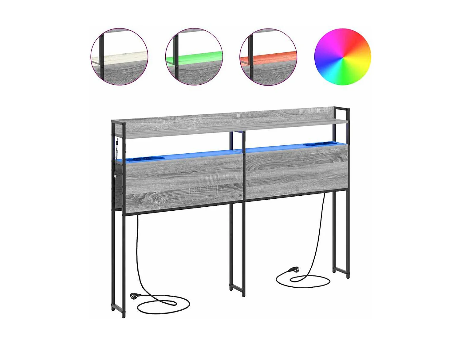 Opberghoofdbord met plank Grijs sonoma 160 cm Bewerkt hout