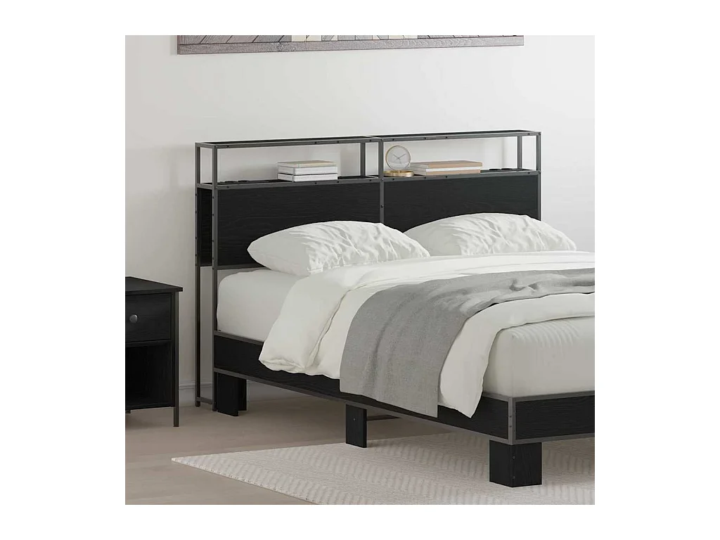 Cabecera de almacenamiento con estante Roble negro 120 cm