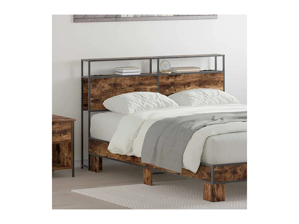 Tête de lit de rangement Chêne fumé 135 cm Bois d'ingénierie