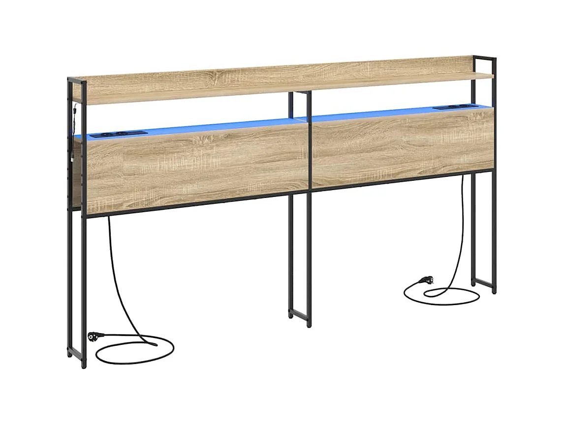 Cabecera de almacenamiento con estante Roble Sonoma 200 cm