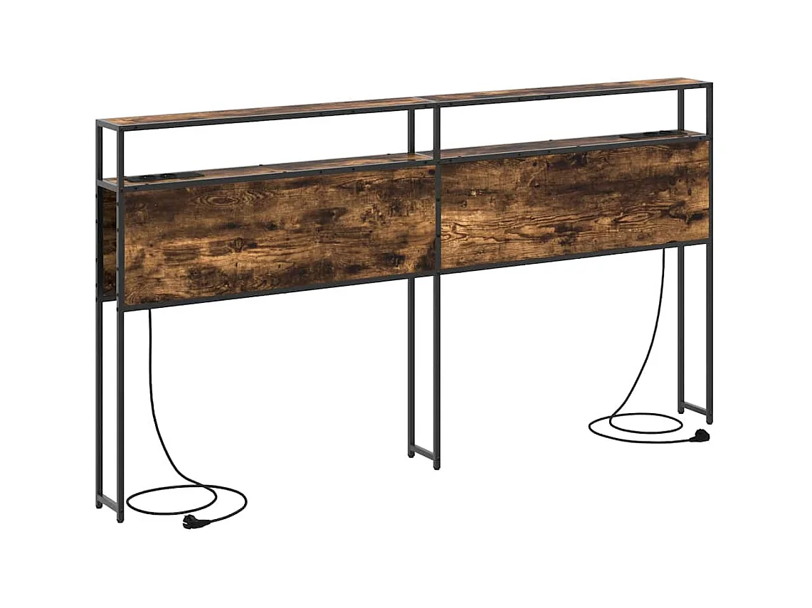 Opberghoofdbord met plank Gerookt eiken 200 cm Bewerkt hout