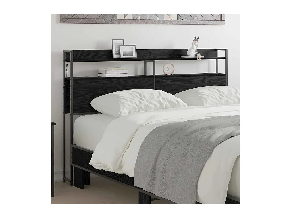 Tête de lit de rangement Chêne noir 140 cm Bois d'ingénierie