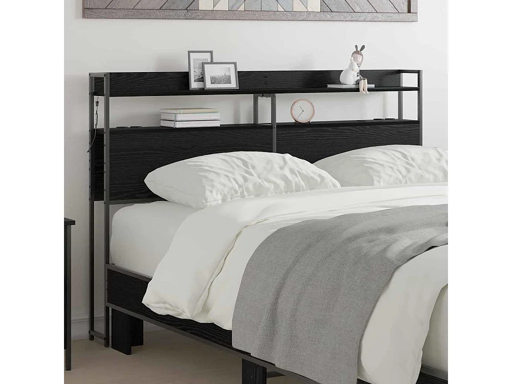 Tête de lit de rangement Chêne noir 140 cm Bois d'ingénierie