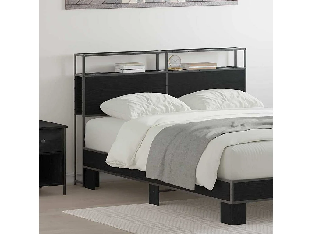 Tête de lit de rangement Chêne noir 135 cm Bois d'ingénierie