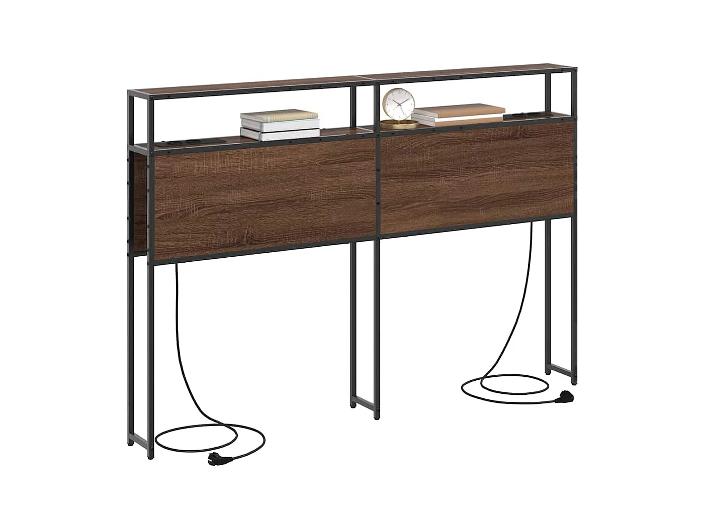 Opberghoofdbord met plank bruin eikenkleur 135 cm Bewerkt hout