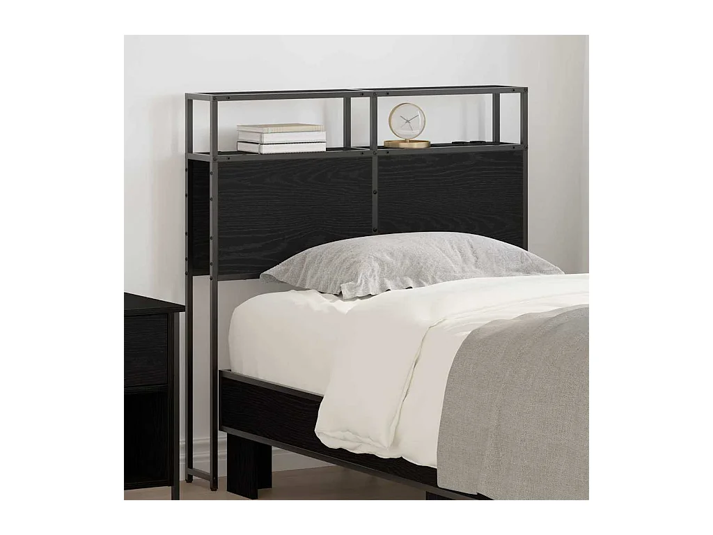 Cabecera de almacenamiento con estante Roble negro 80 cm