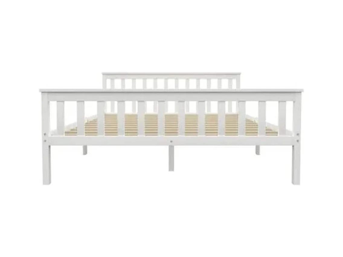 Cadre de lit sans matelas blanc bois de pin massif 160x200 cm