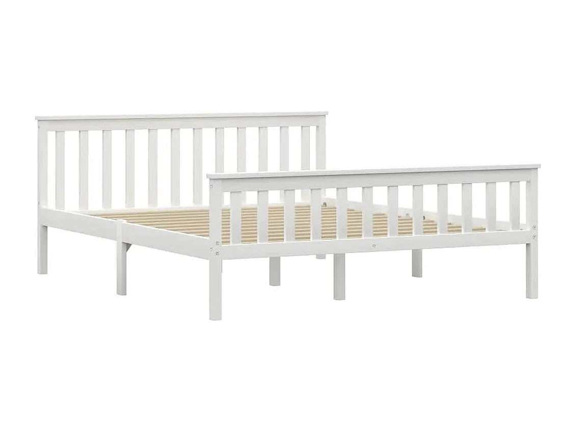 Cadre de lit sans matelas blanc bois de pin massif 160x200 cm
