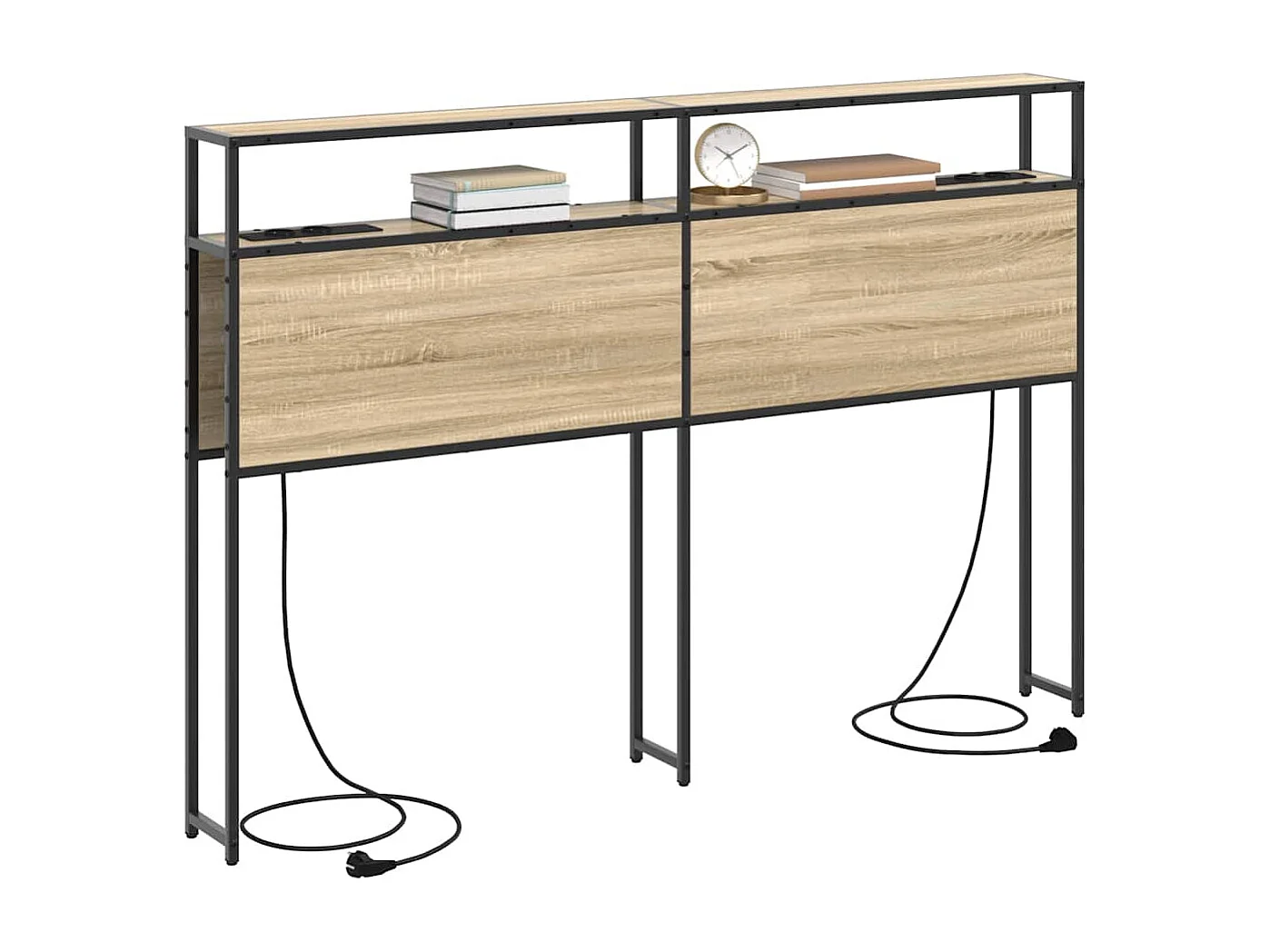 Opberghoofdbord met plank Sonoma eiken 135 cm Bewerkt hout