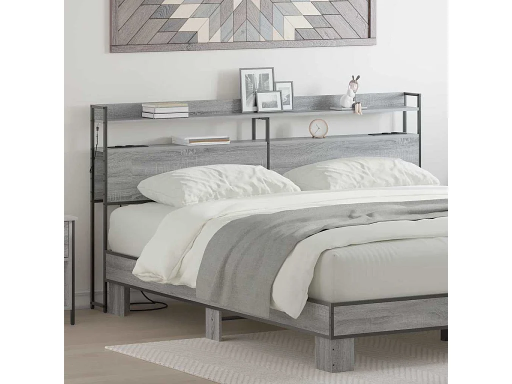 Tête de lit de rangement Sonoma gris 200 cm Bois d'ingénierie