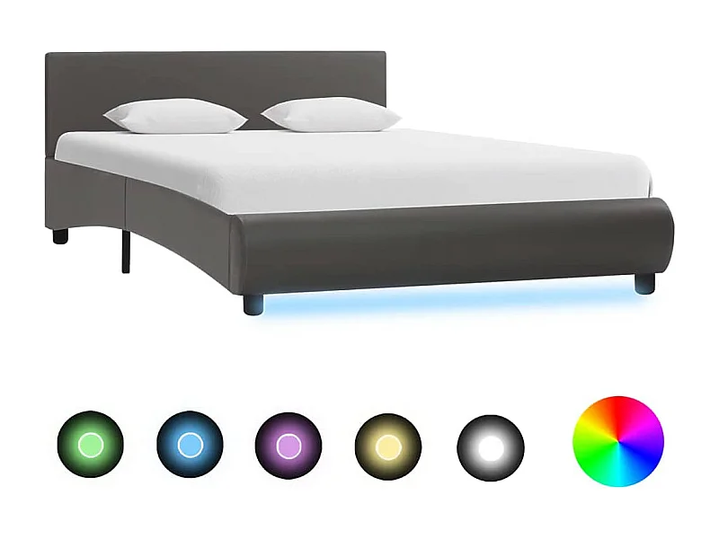 Bedframe met LED kunstleer grijs 120x200 cm