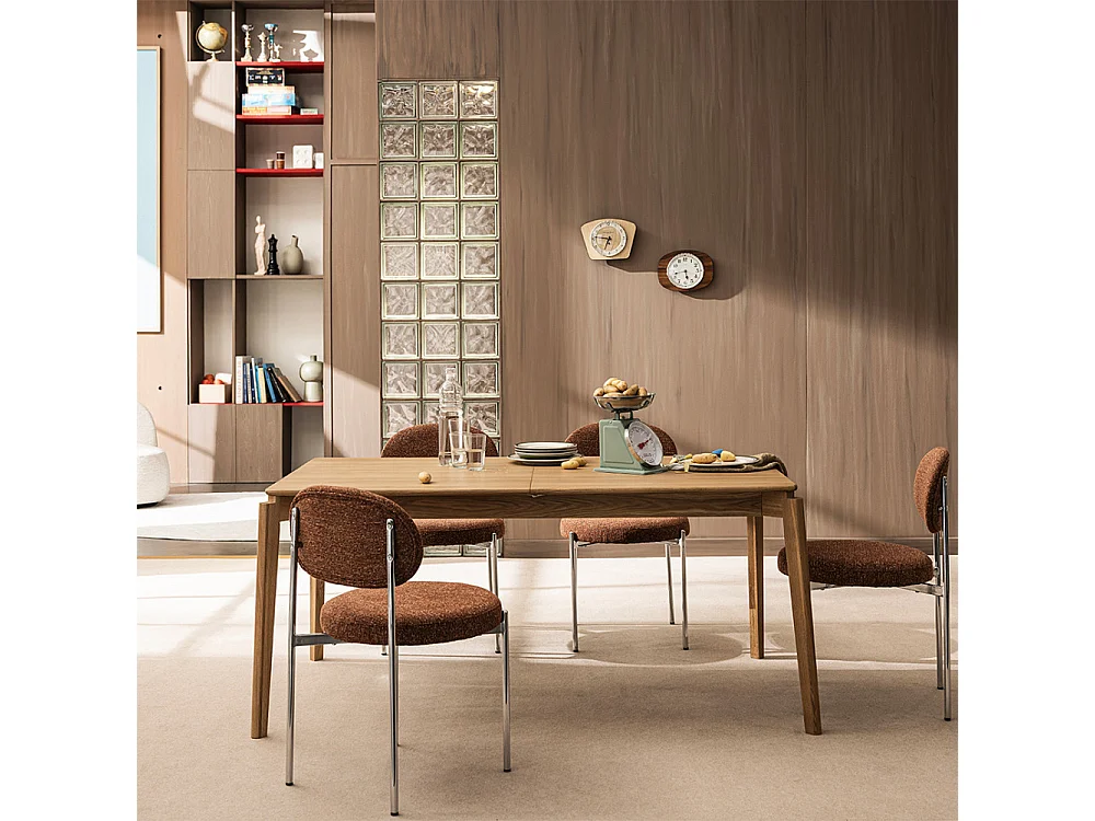 Mona - Table à manger extensible 6 à 10 personnes en bois 160-205x90cm - Bois clair