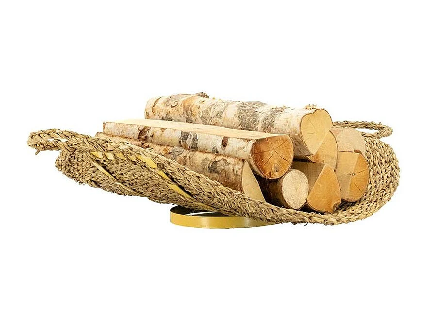 Panier à Bûches en Jonc Naturel et Métal avec 2 Anses | Aubry Gaspard