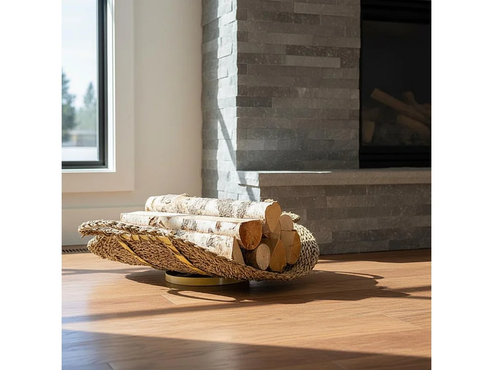 Panier à Bûches en Jonc Naturel et Métal avec 2 Anses | Aubry Gaspard