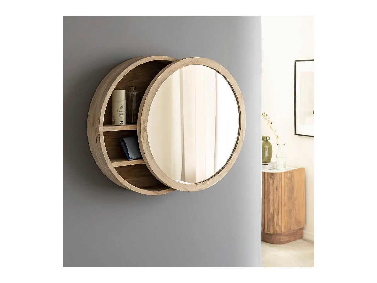 Espejo con estantes en madera de mango Juliet