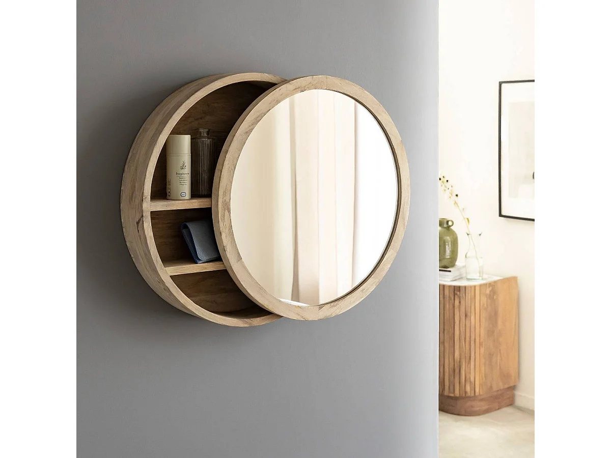 Espejo con estantes en madera de mango Juliet