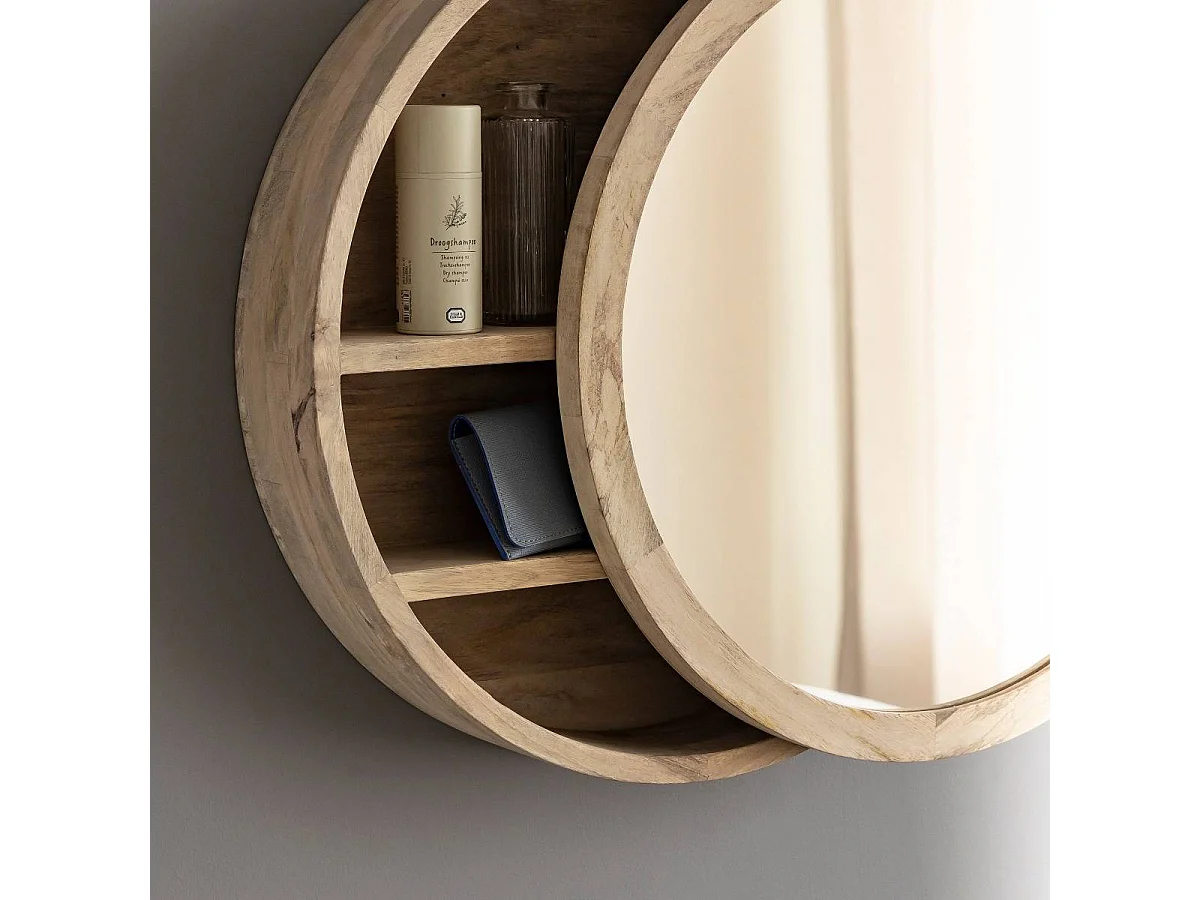 Espejo con estantes en madera de mango Juliet