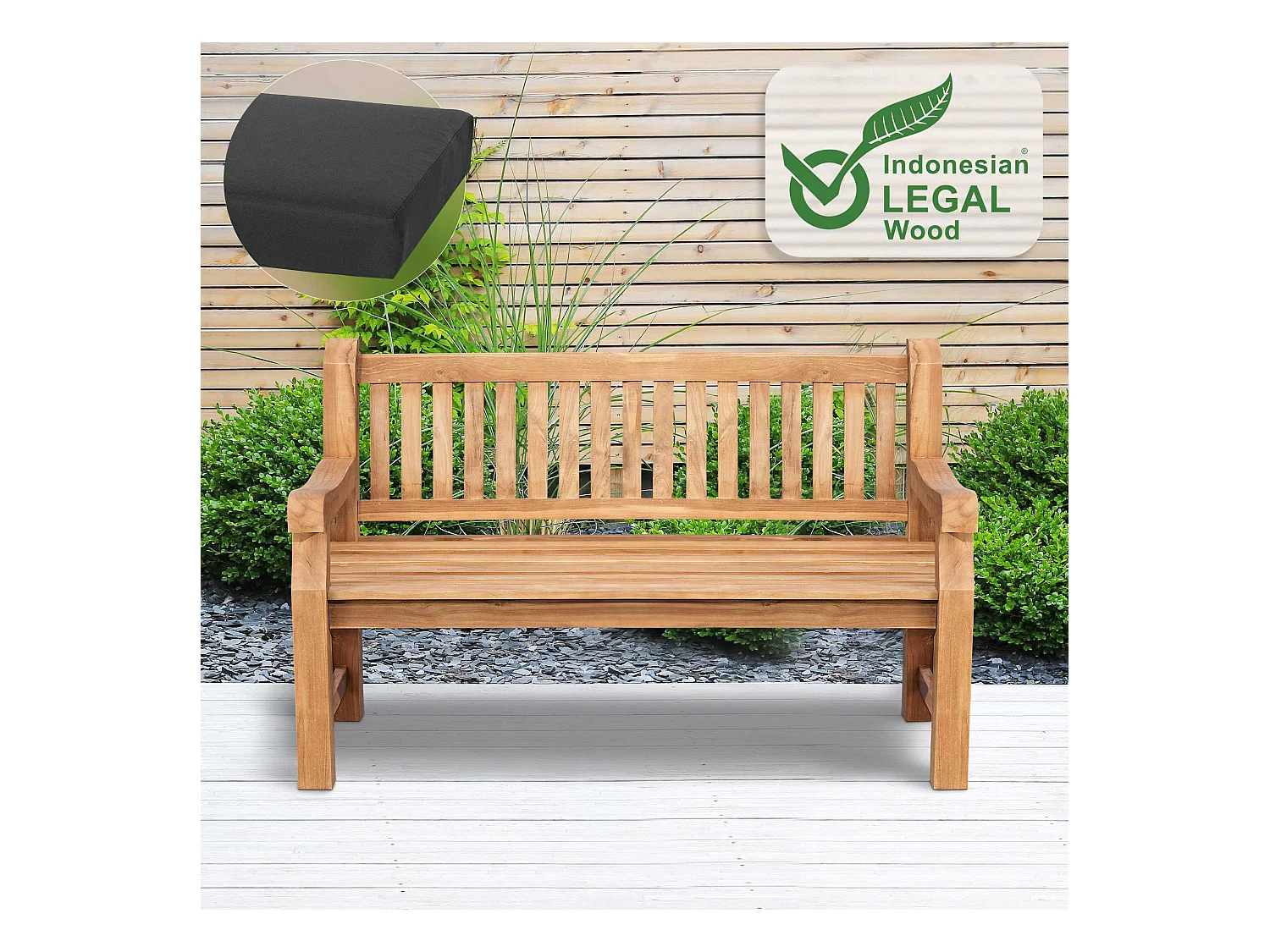 Banc de jardin - Bois - Gris foncé - Jackson V2