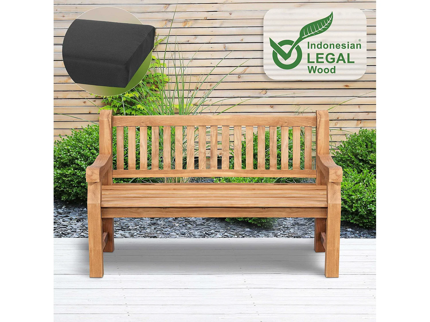 Banc de jardin - Bois - Gris foncé - Jackson V2