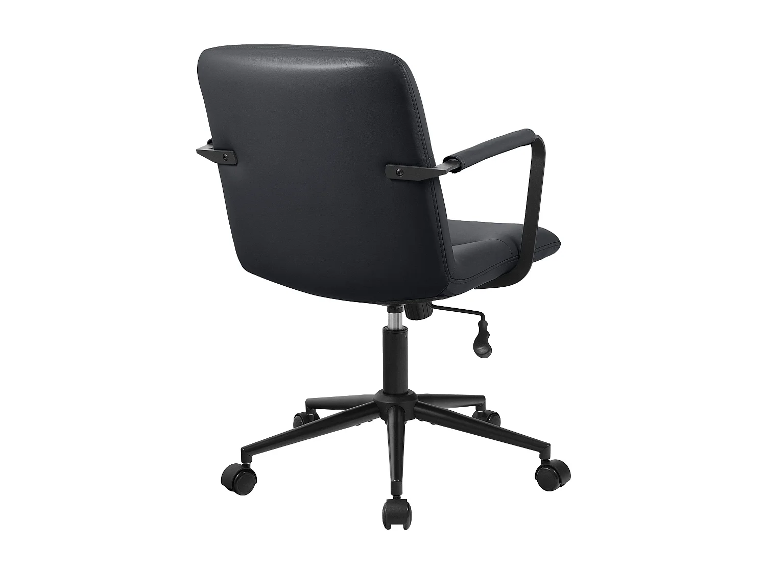 Chaise de bureau - Véritable cuir - Noir - Hilda