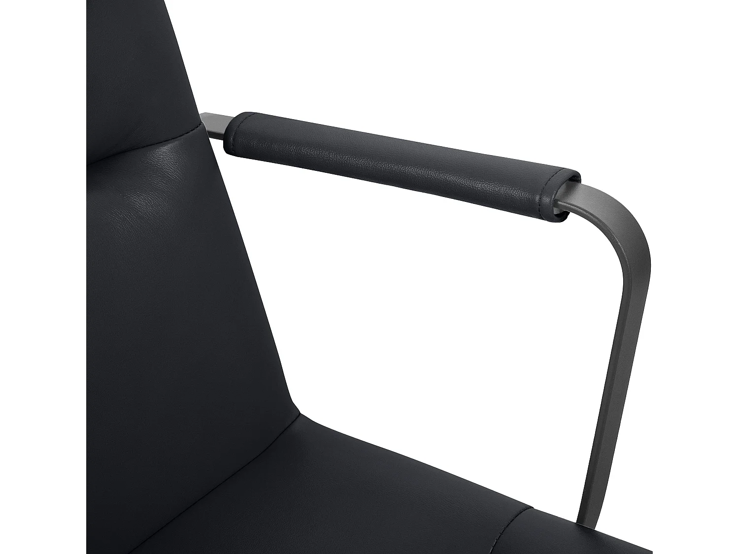 Chaise de bureau - Véritable cuir - Noir - Hilda