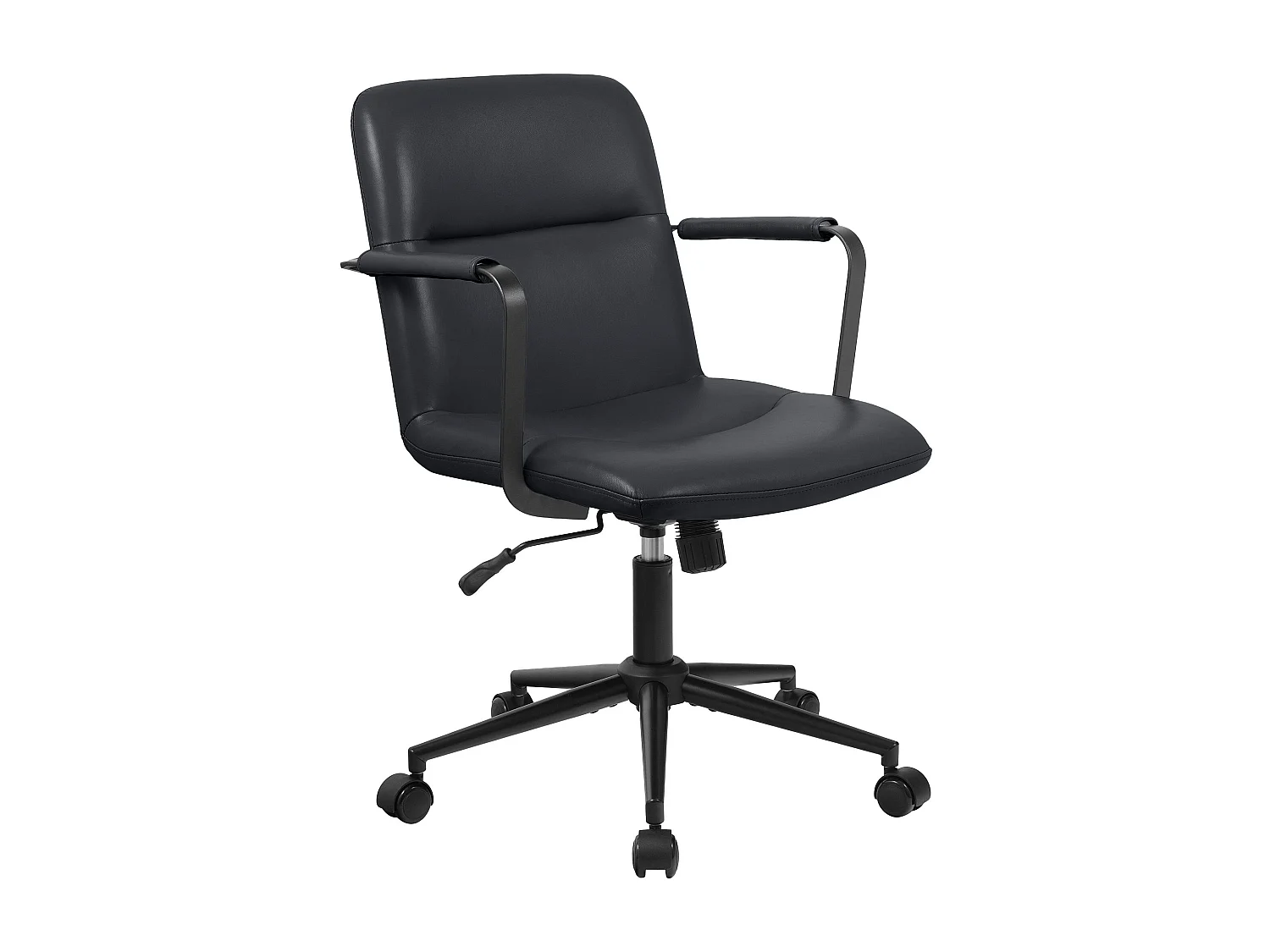 Chaise de bureau - Véritable cuir - Noir - Hilda