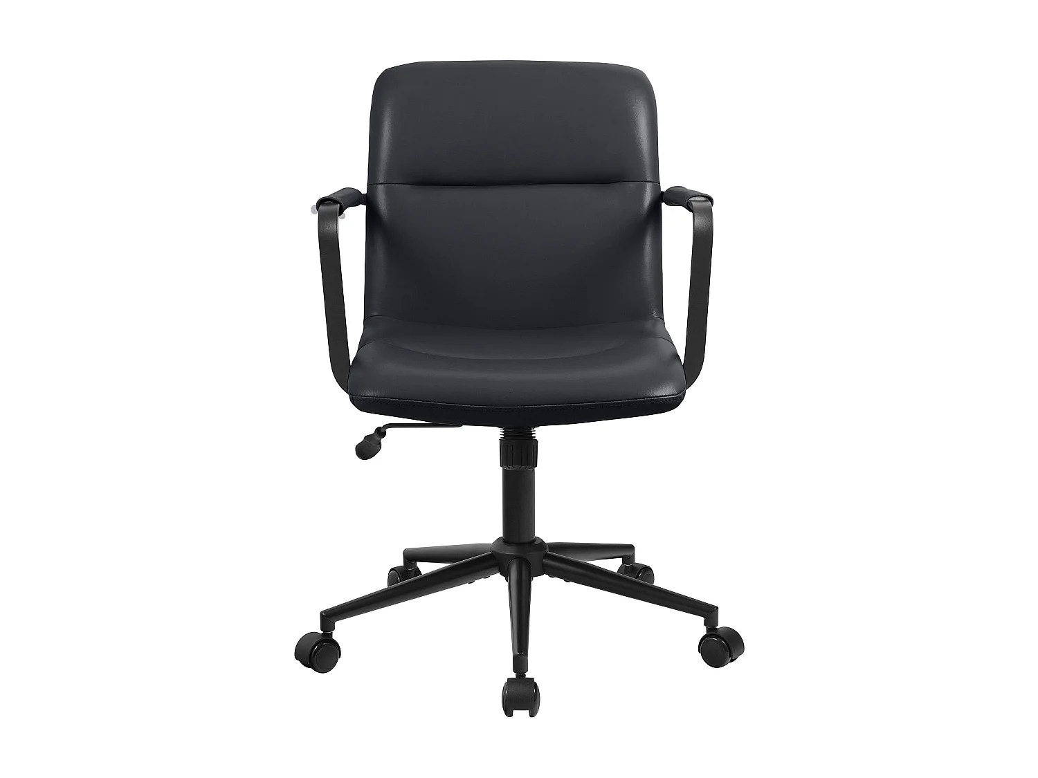 Chaise de bureau - Véritable cuir - Noir - Hilda