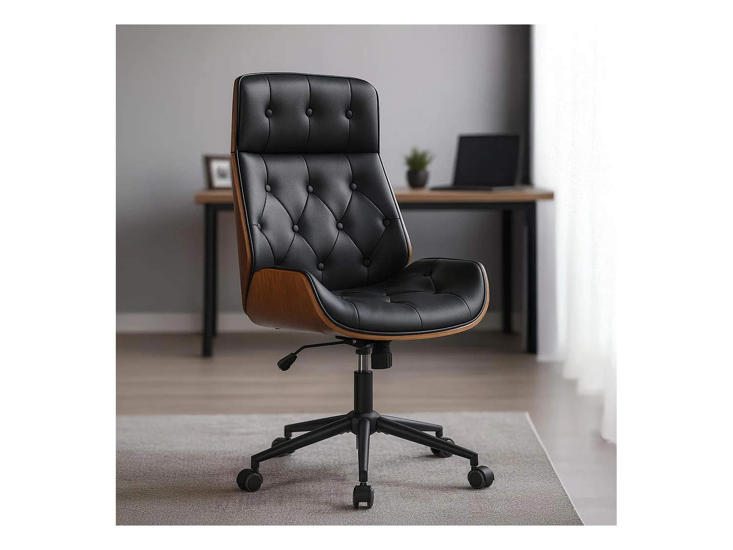 Chaise de bureau - Bois - Noir - Martil