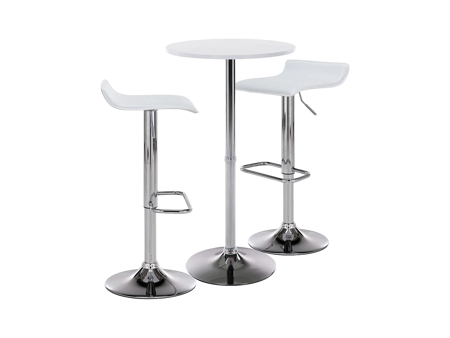 Lot de 2 Ensemble table de bar - Similicuir - Blanc - Esberg
