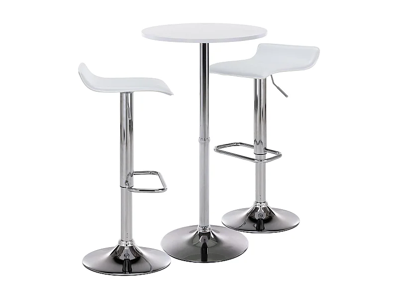 Lot de 2 Ensemble table de bar - Similicuir - Blanc - Esberg
