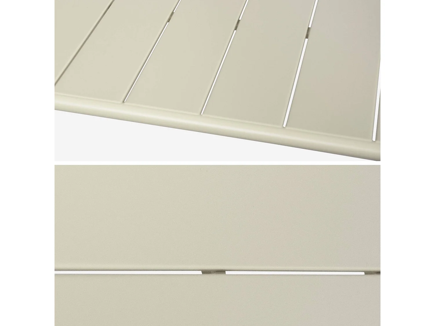 Set mesa de jardín bistró de acero con 6 sillas, 160cm beige