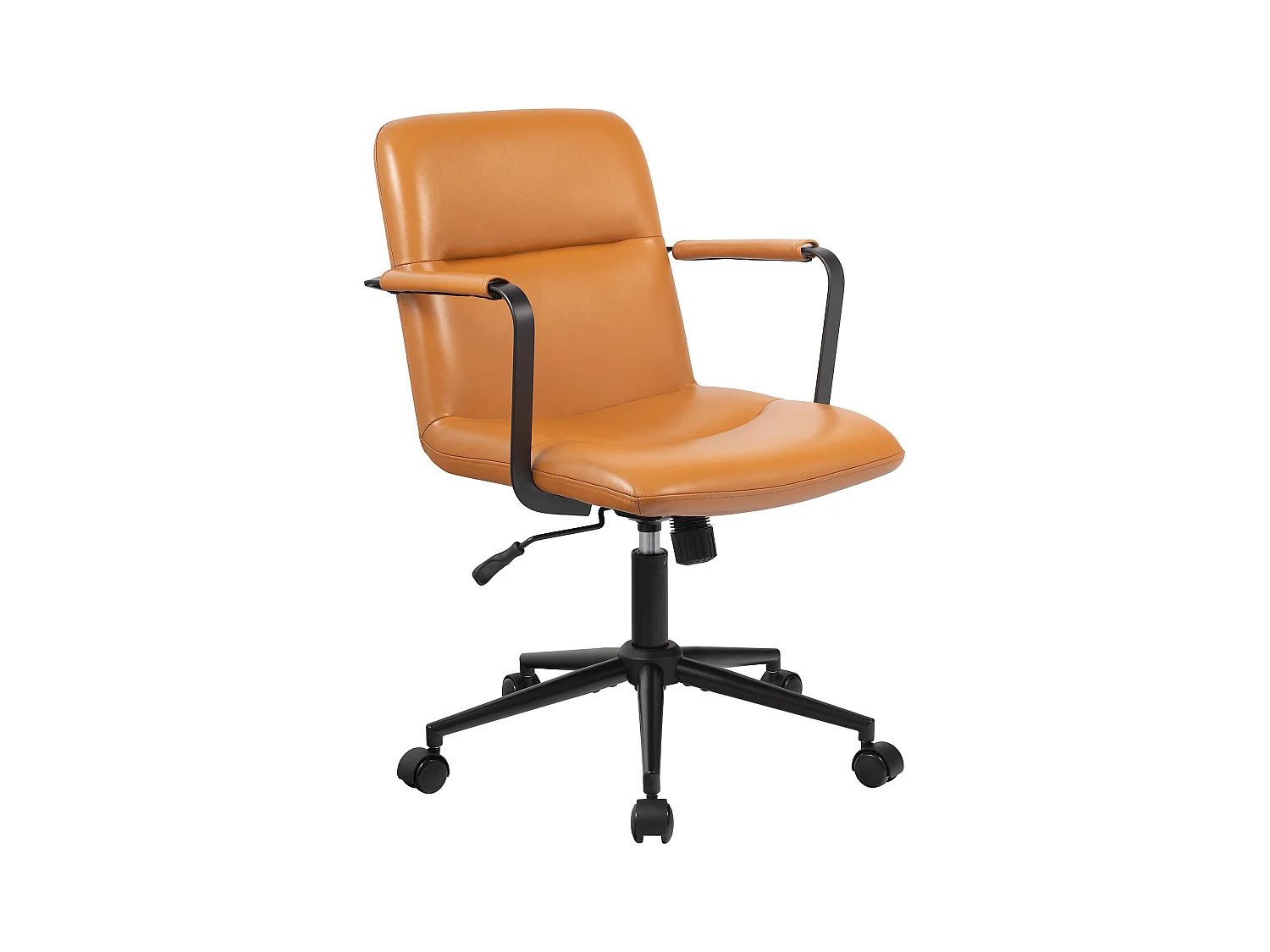 Chaise de bureau - Véritable cuir - Marron - Hilda