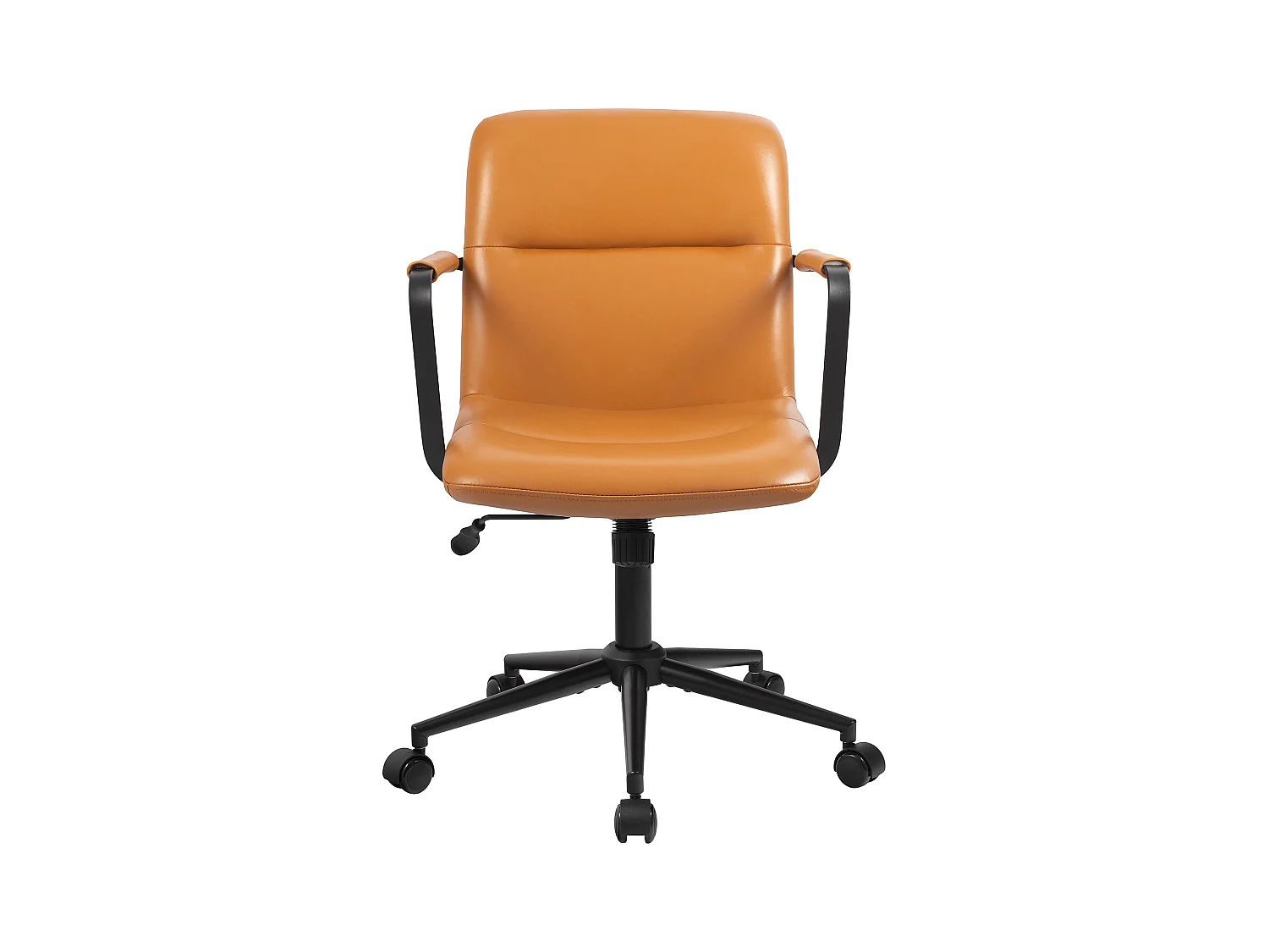 Chaise de bureau - Véritable cuir - Marron - Hilda